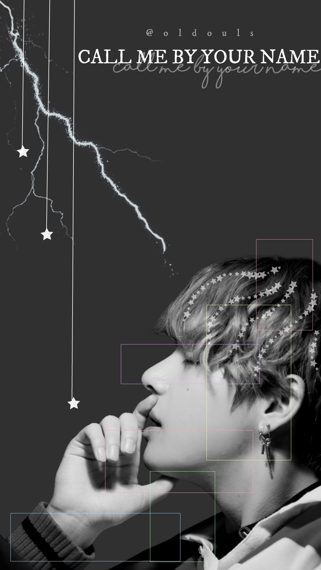  🔸 A black and white Taehyung (BTS) wallpaper edit.