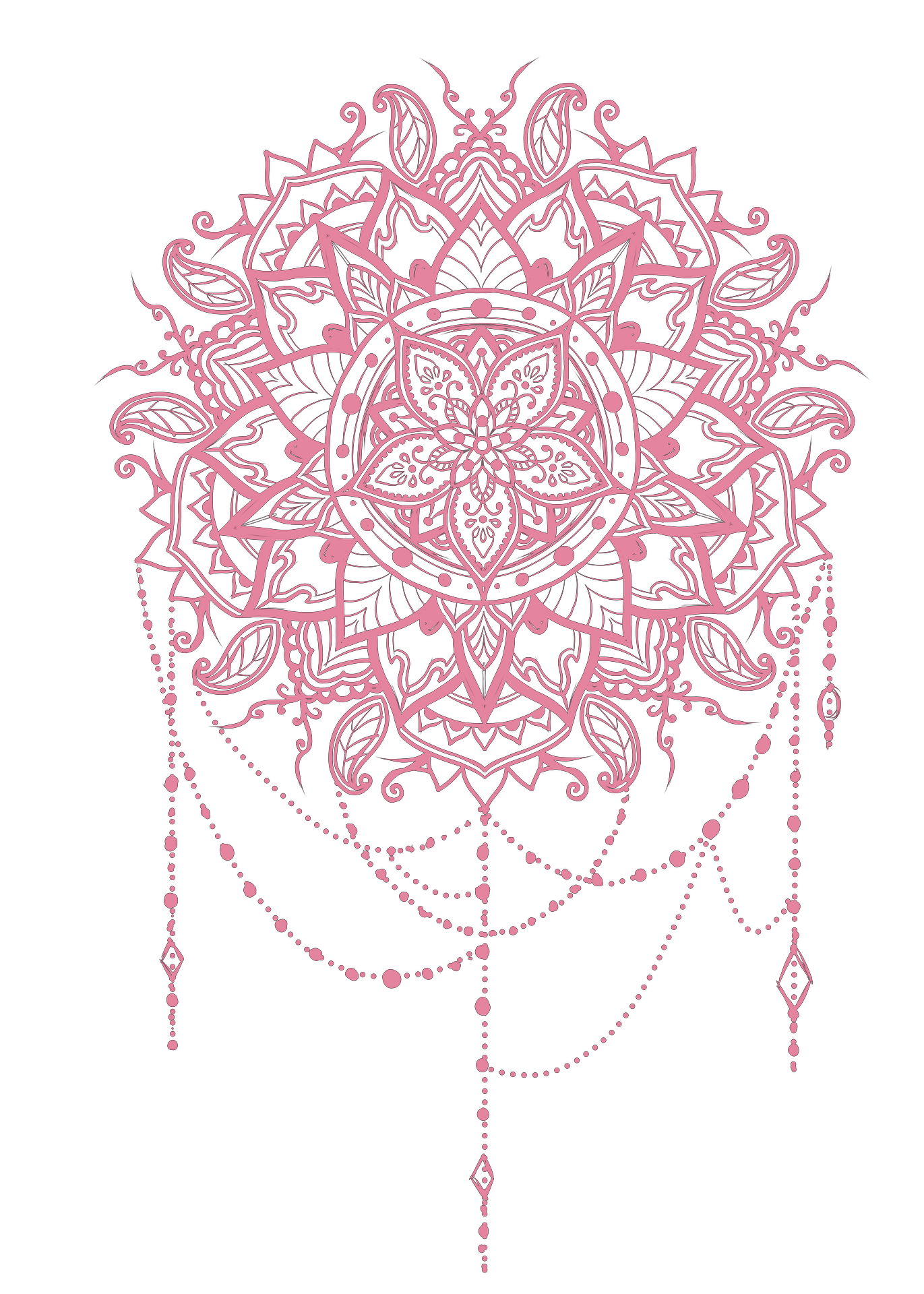 pink salmon mandala tattoo design vector flower petals...