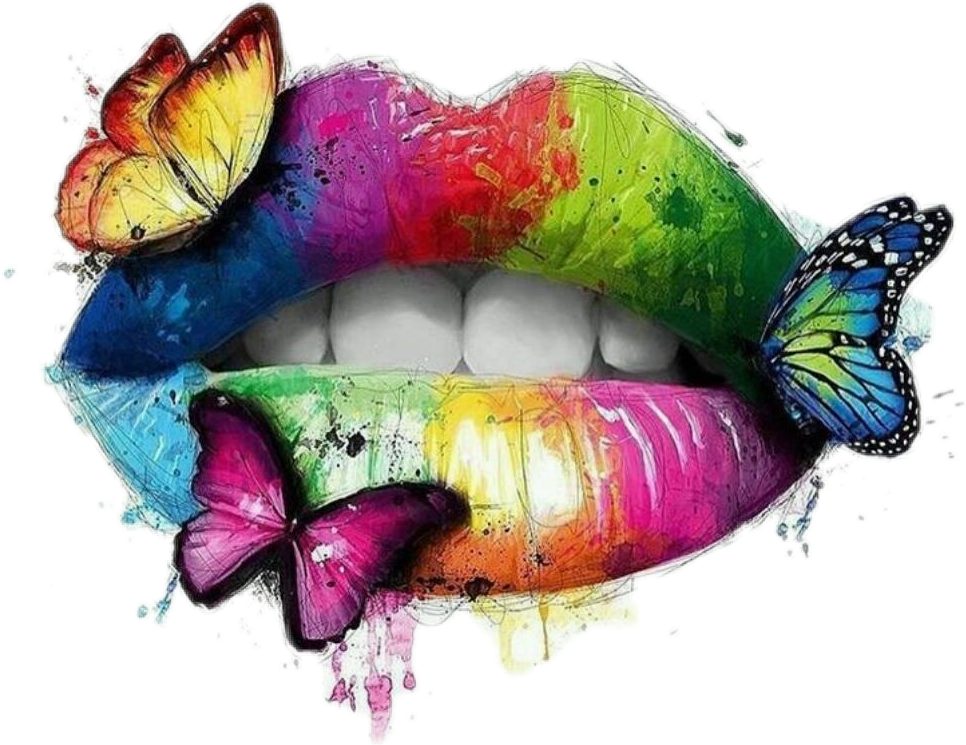 lips lipstick butterfly colorful colors...