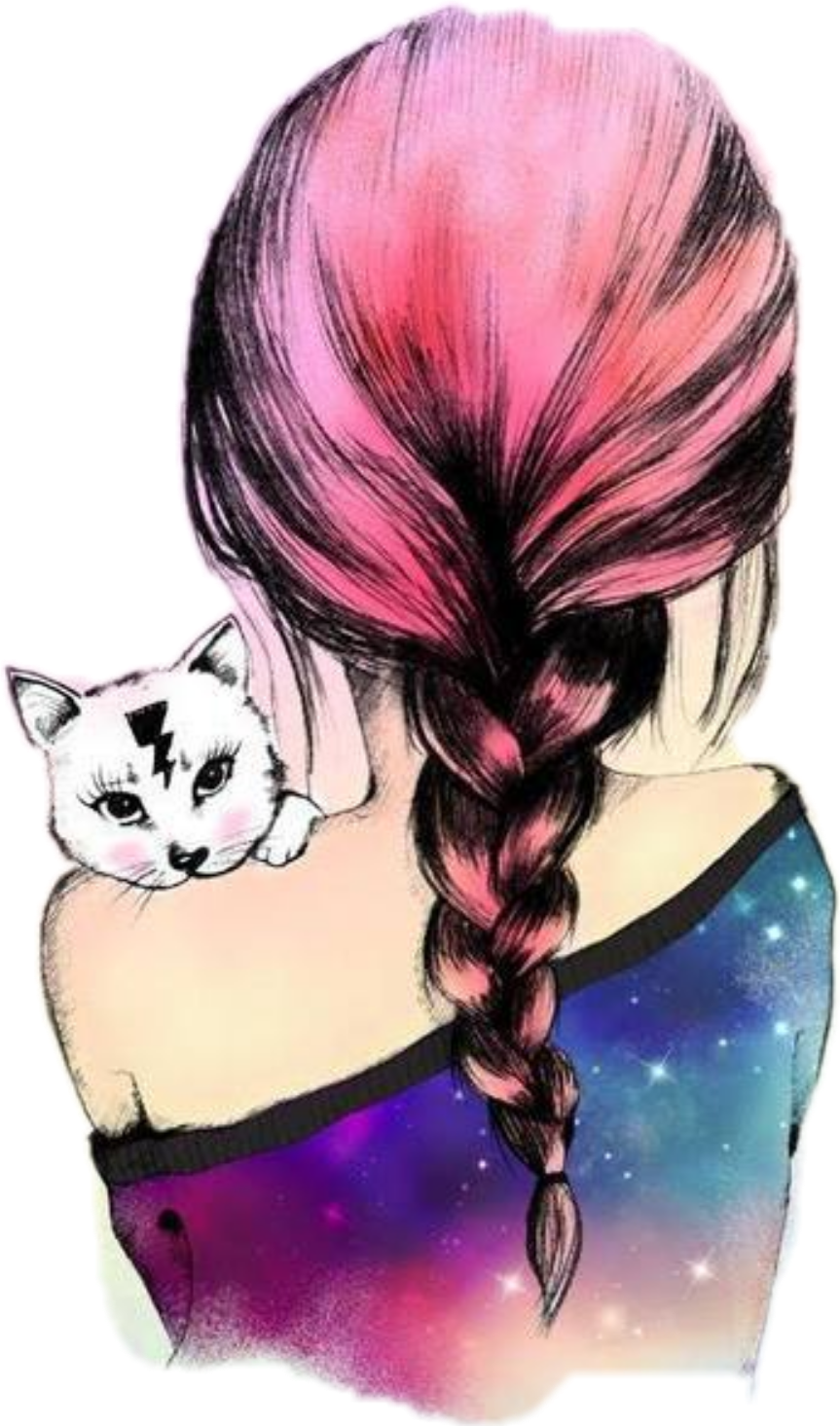 girl kitty cat meow art freetoedit sticker by _dreamyj723_