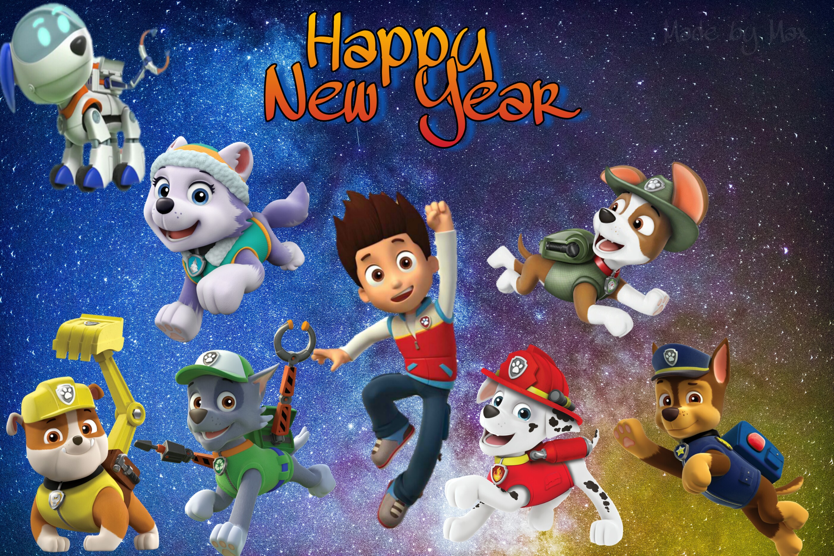 Paw Patrol New Year Image Poster, pawpatrol pawpatrolsk...