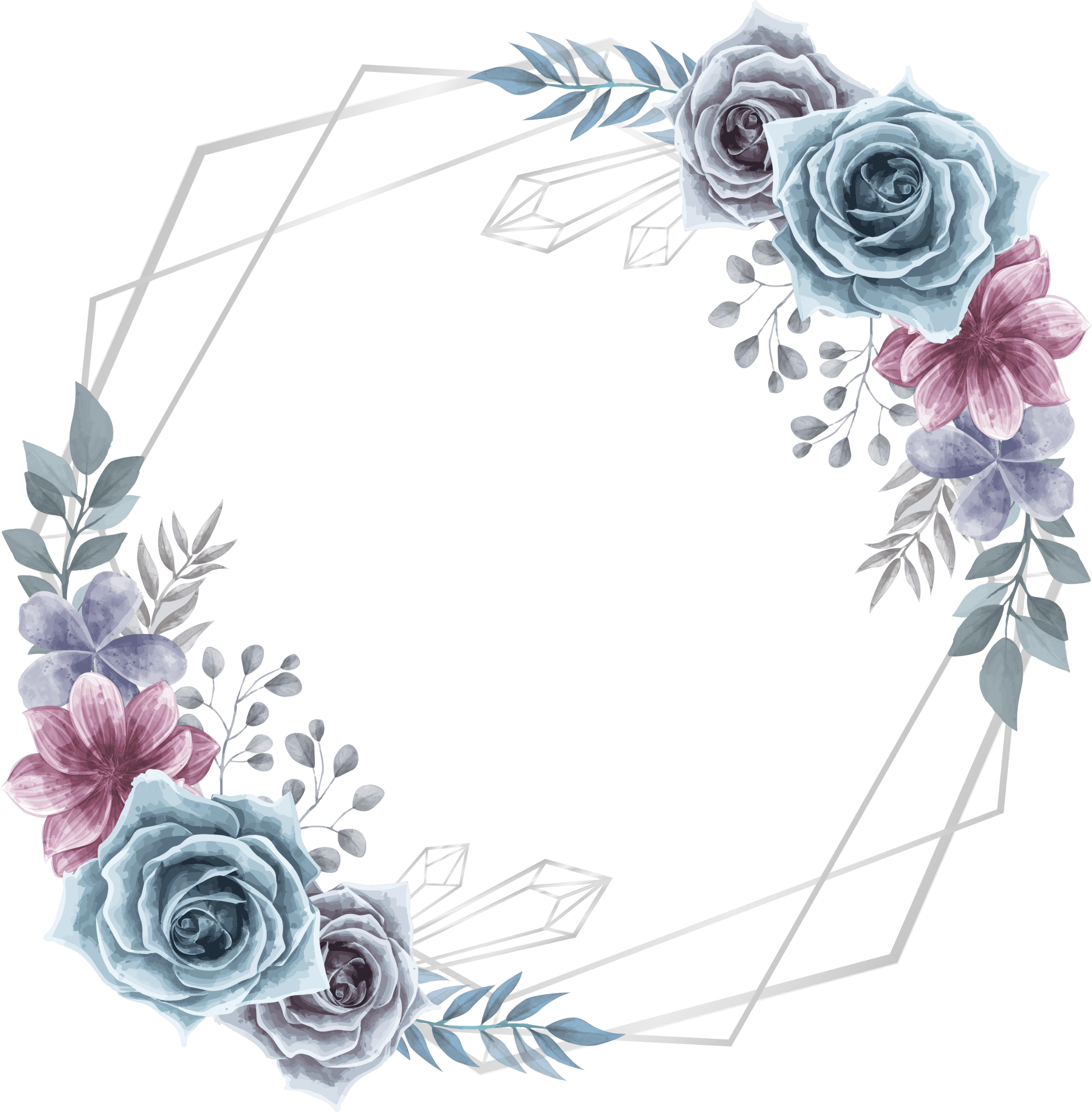 Watercolor Floral Rose Gold Frame Png 65+ File Include SVG PNG EPS DXF