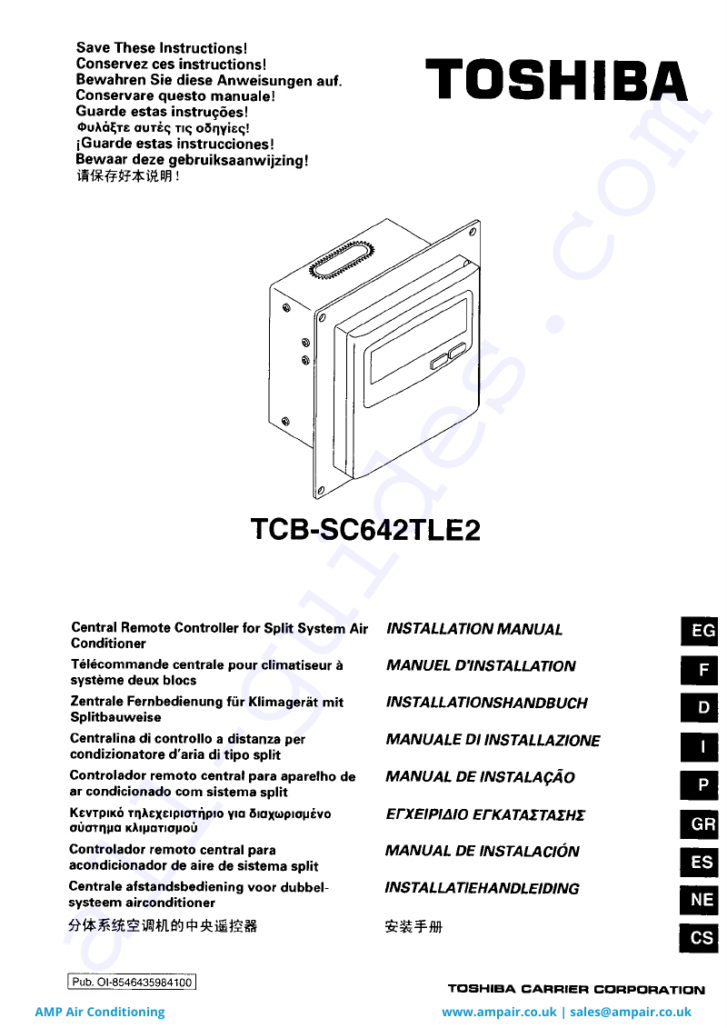 Toshiba SE-R0305 Remote Instruction Manuals and Codes.
