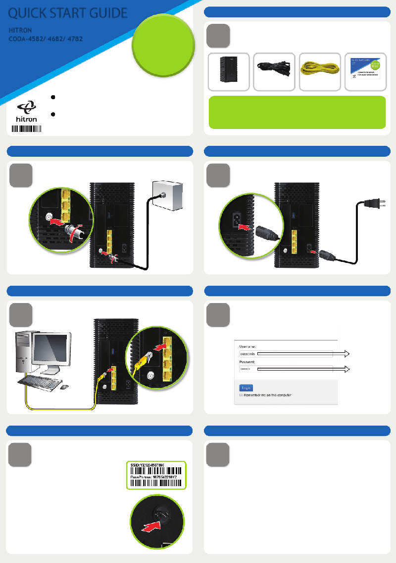 Hitron CODA4582 Gateway Quick start manual PDF View/Download