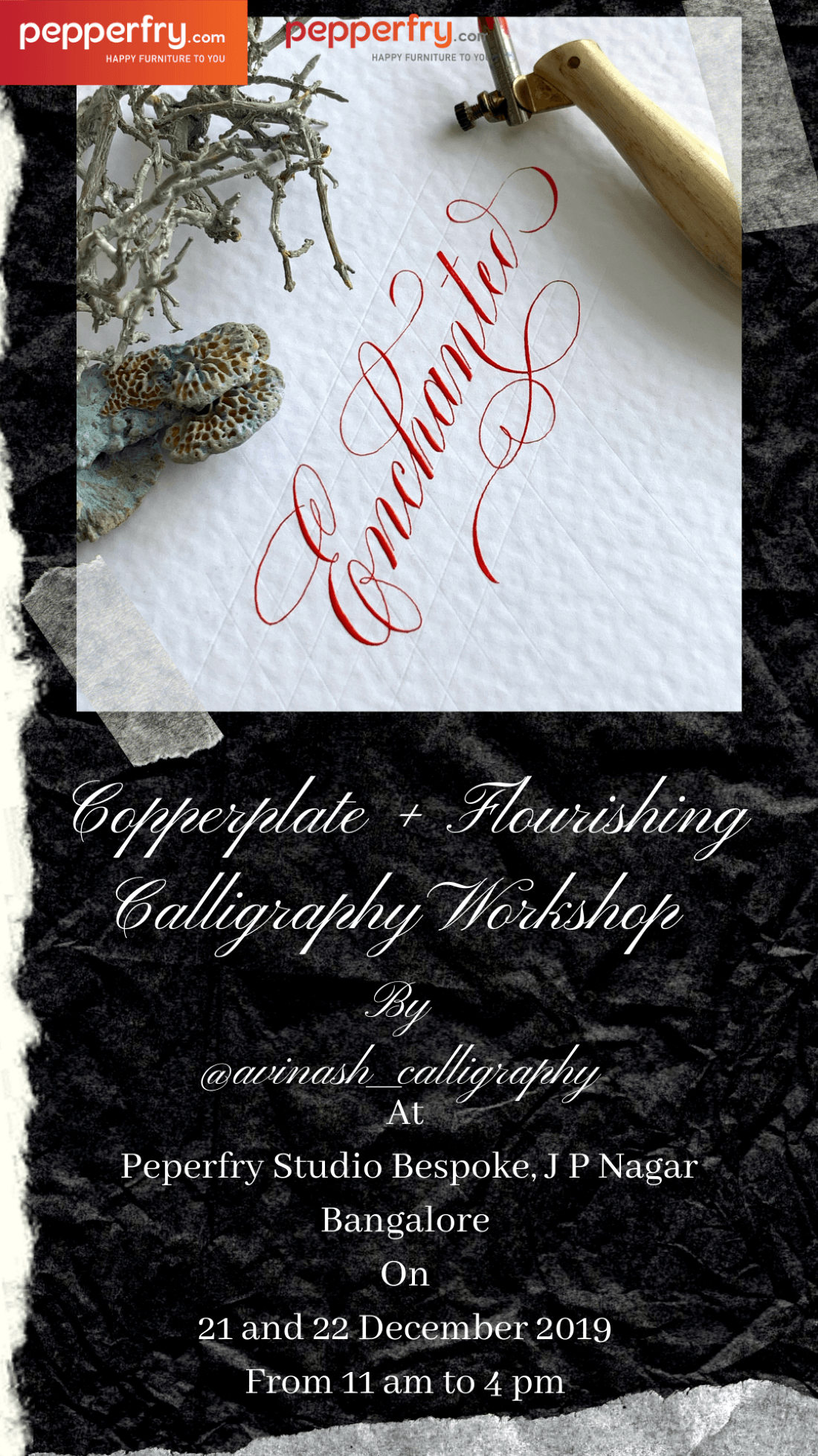 Copperplate Calligraphy plus flourishing Pepperfry Studio