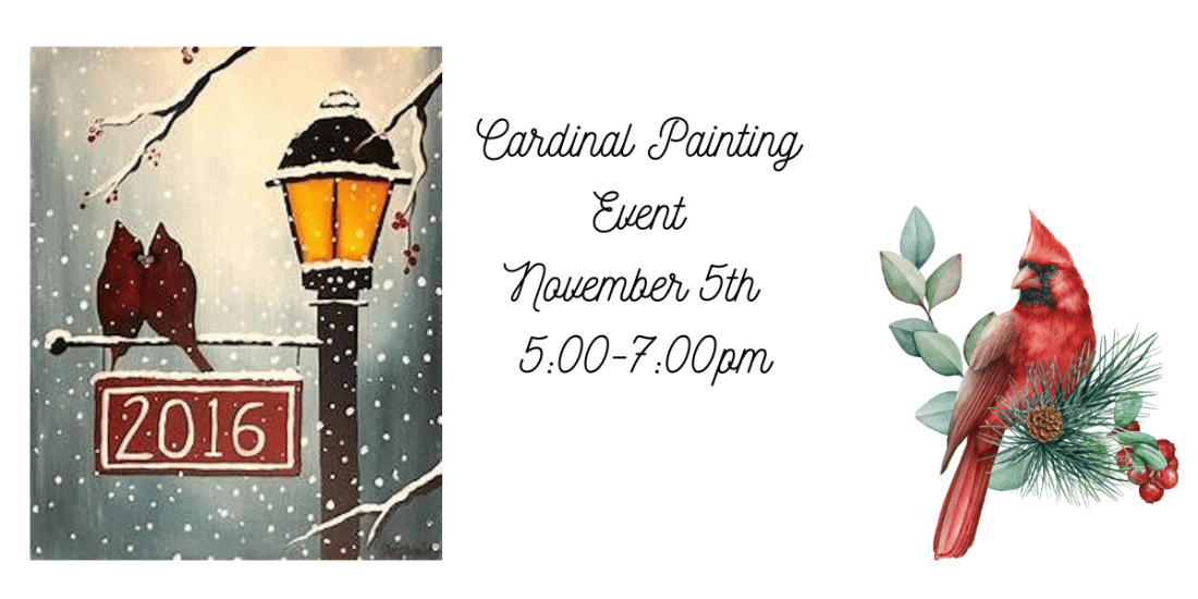 Cardnial Winter Painting Tickets, Art Time Studio, White Oak, 5