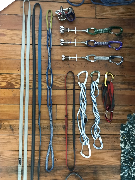 For sale Climbing cams, slings, nuts, shoes, and more