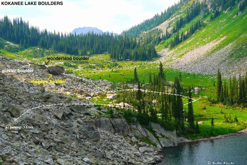 Climbing in Kokanee Lake Boulders, British Columbia