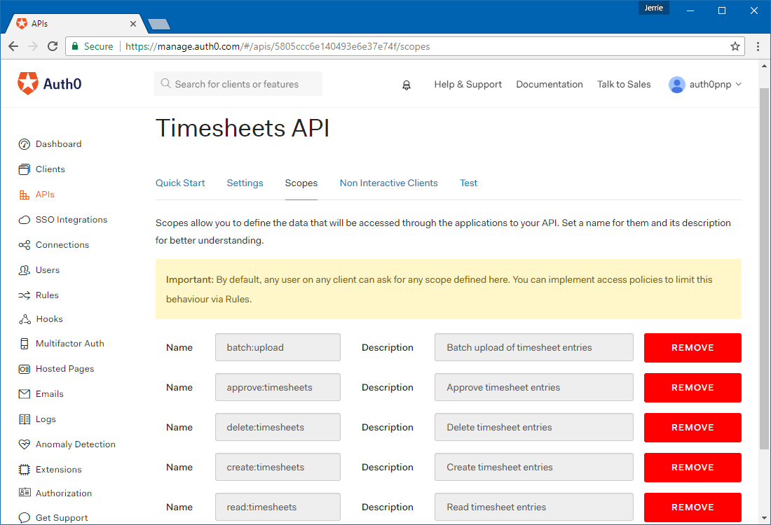 Server + API Auth0 Configuration