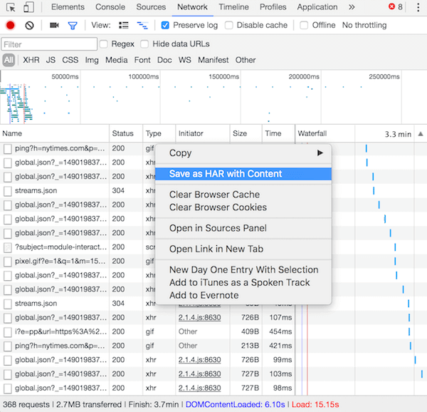 Troubleshooting with HAR files