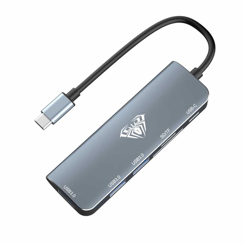 Aula OT95116B 6 In 1 Usb C /pd Port /sd & Micro Sd Card Slot (3.0 X 3