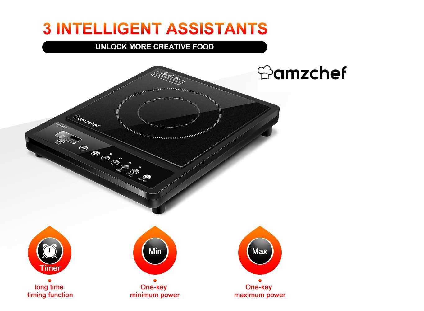 Amzchef Single Induction Hob Induction Cooker 2000W, Electric Hob