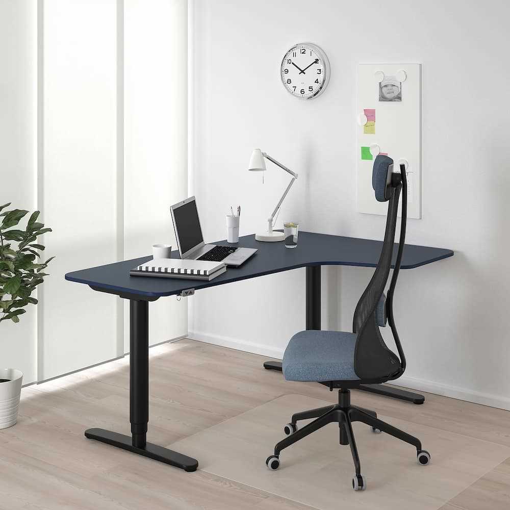 Ikea Bekant Corner Desk Right Sit/Stand Linoleum Blue/Black Online at Best Price in
