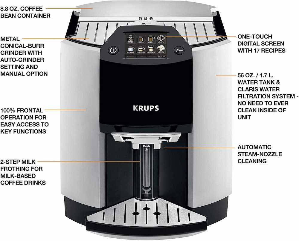 Krups EA9010 Fully Auto Cappuccinaker, Automatic Rinsing &Two Step Milk Frothing Technology