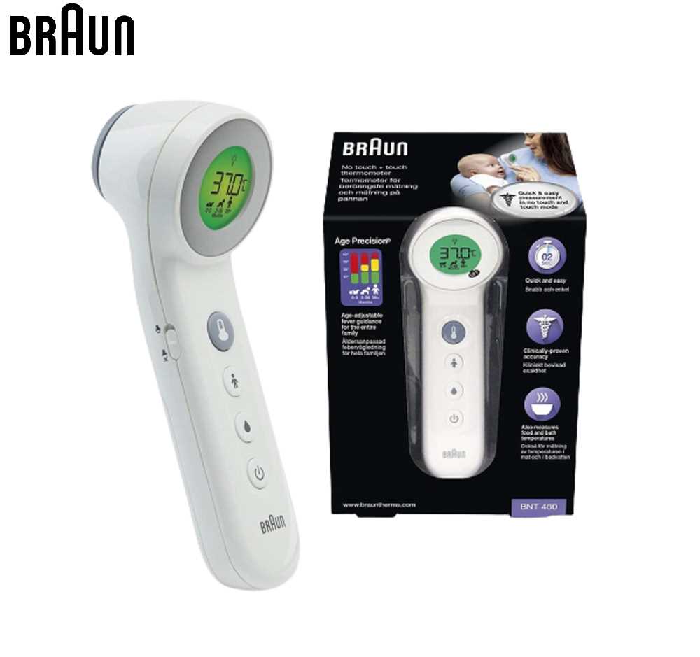Braun Thermoscan BNT400 Digital Forehead Thermometer (Grey & Green