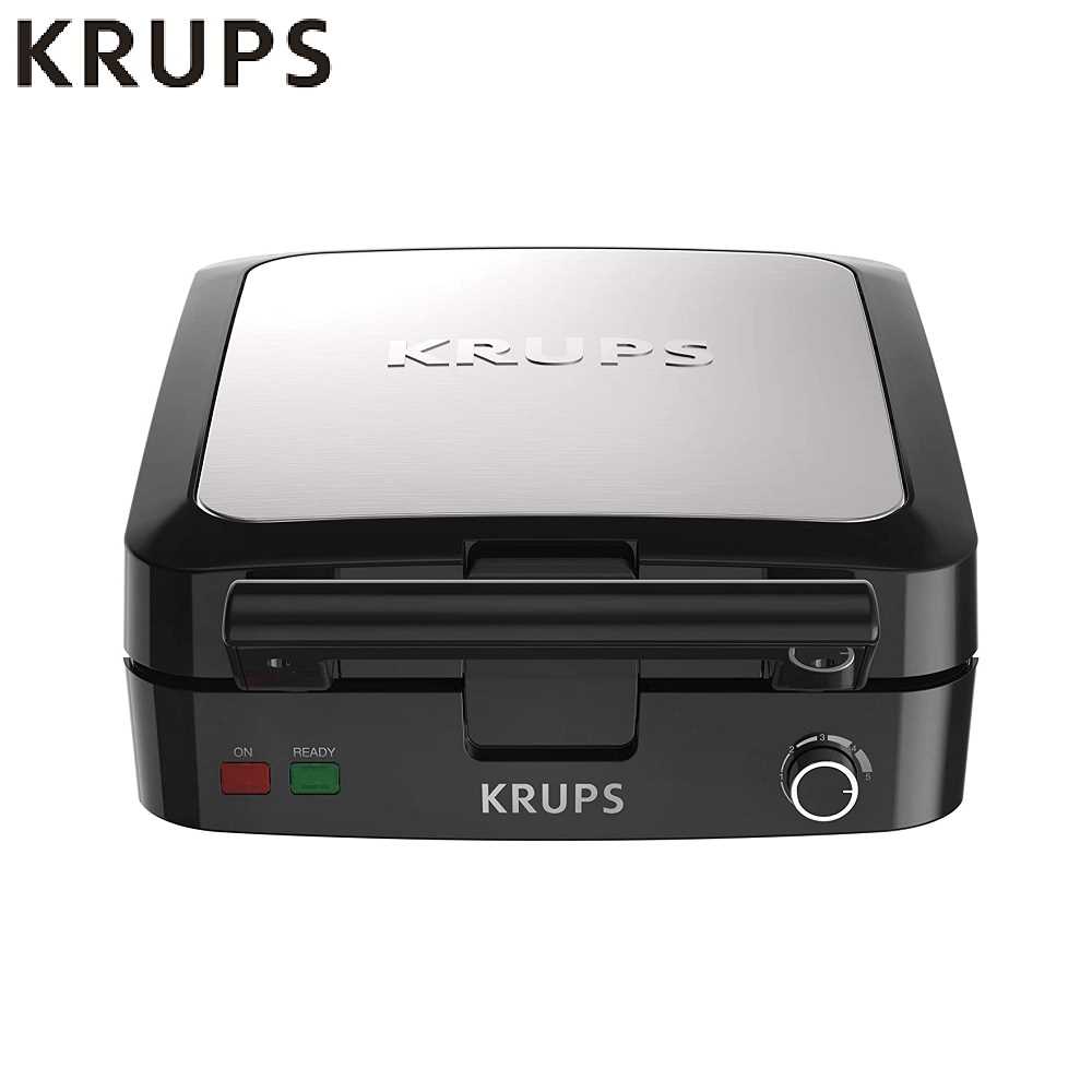 Krups GQ502D Adjustable Temperature Belgian Waffle Maker (Black