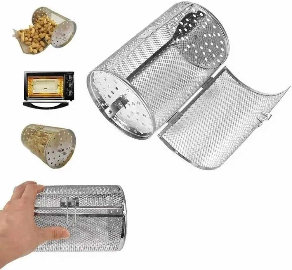Stainless Steel Rotisserie Basket Pepper Roasting Drum Oven Basket