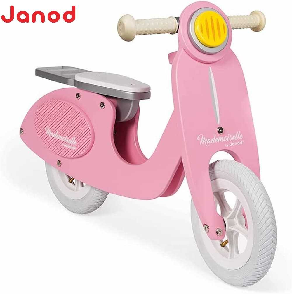 Janod Balance RetroStyle Adjustable Wooden Beginner Kids Scooter Bike