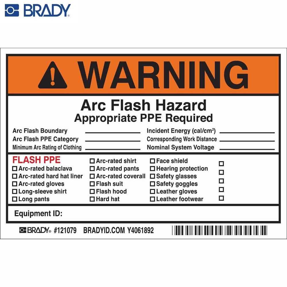Brady Warning Flash Boundary Category Minimum Arc Rating Of Clothing