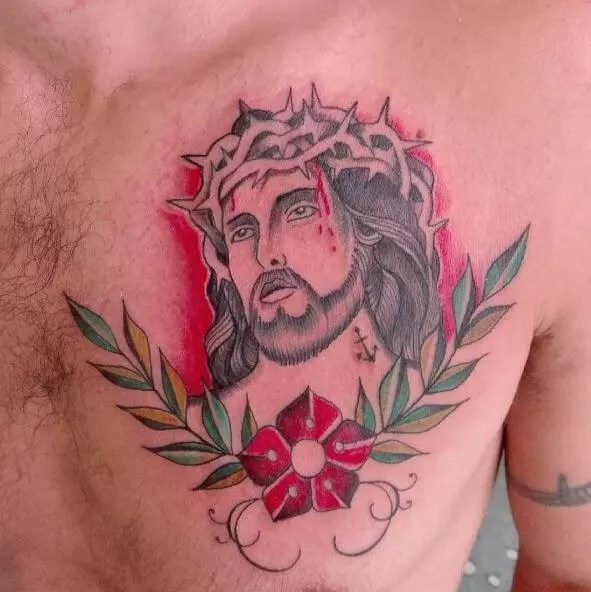 Jesus Tattoo Design Colored