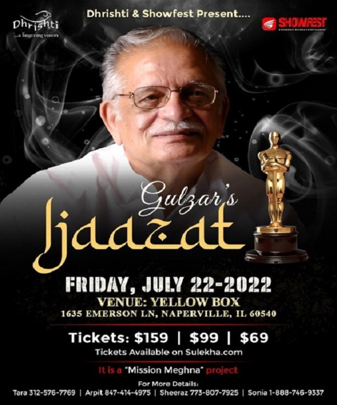 Gulzar Live in Ijaazat Yellow Box, Naperville, IL July 22, 2022