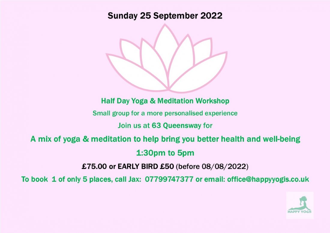 Half Day Yoga & Meditation Tickets 63 Queensway, Bognor