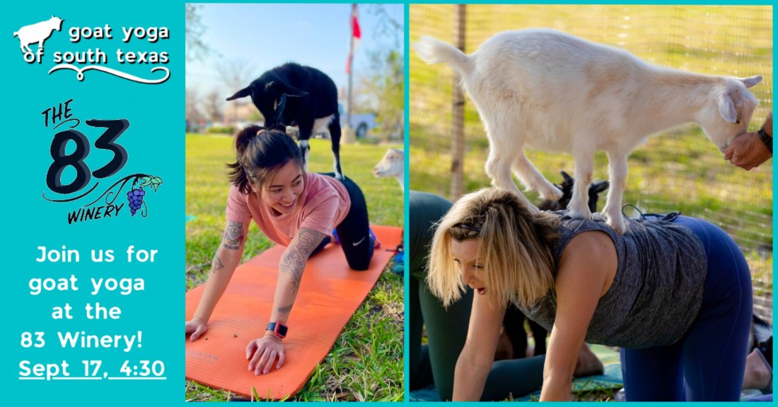Goat Yoga at the 83 Winery! Tickets The 83 Winery, Harlingen, TX