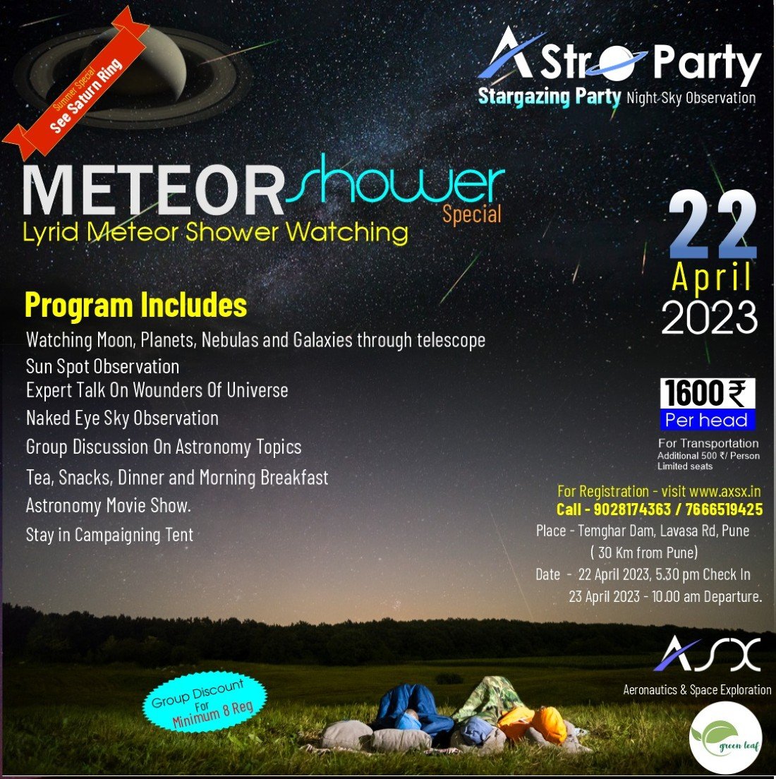 Stargazing Party & Camping In Pune Meteor Shower Special Tickets Green Leaf, , Pune, MH