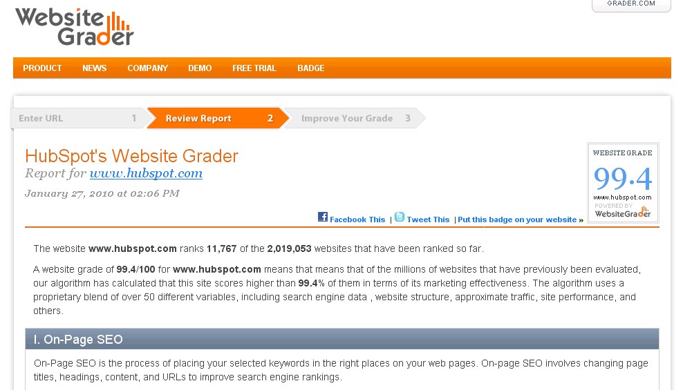 Website Grader Analyzes Over 2 Million Sites