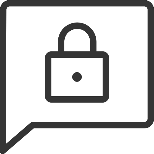 Chat bubble, dialogue, lock, message, secure, security, speech icon