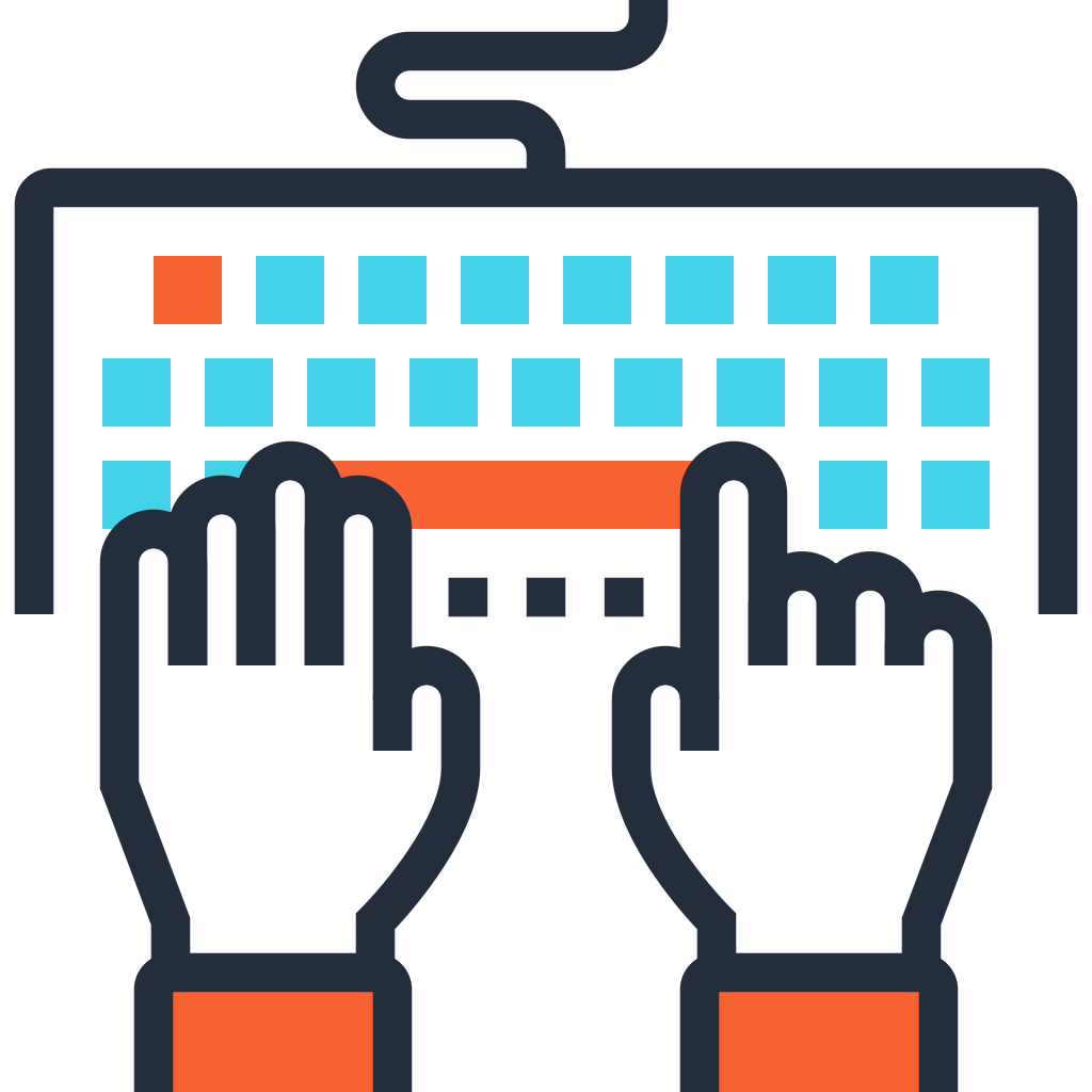 Code, coding, hands, keyboard, program, programming, typing icon
