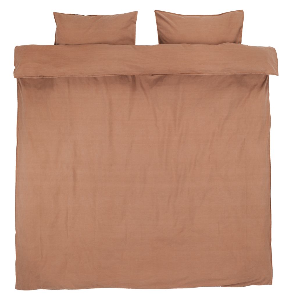 Sengetøj SANNE vasket bomuld 200x220 brun JYSK