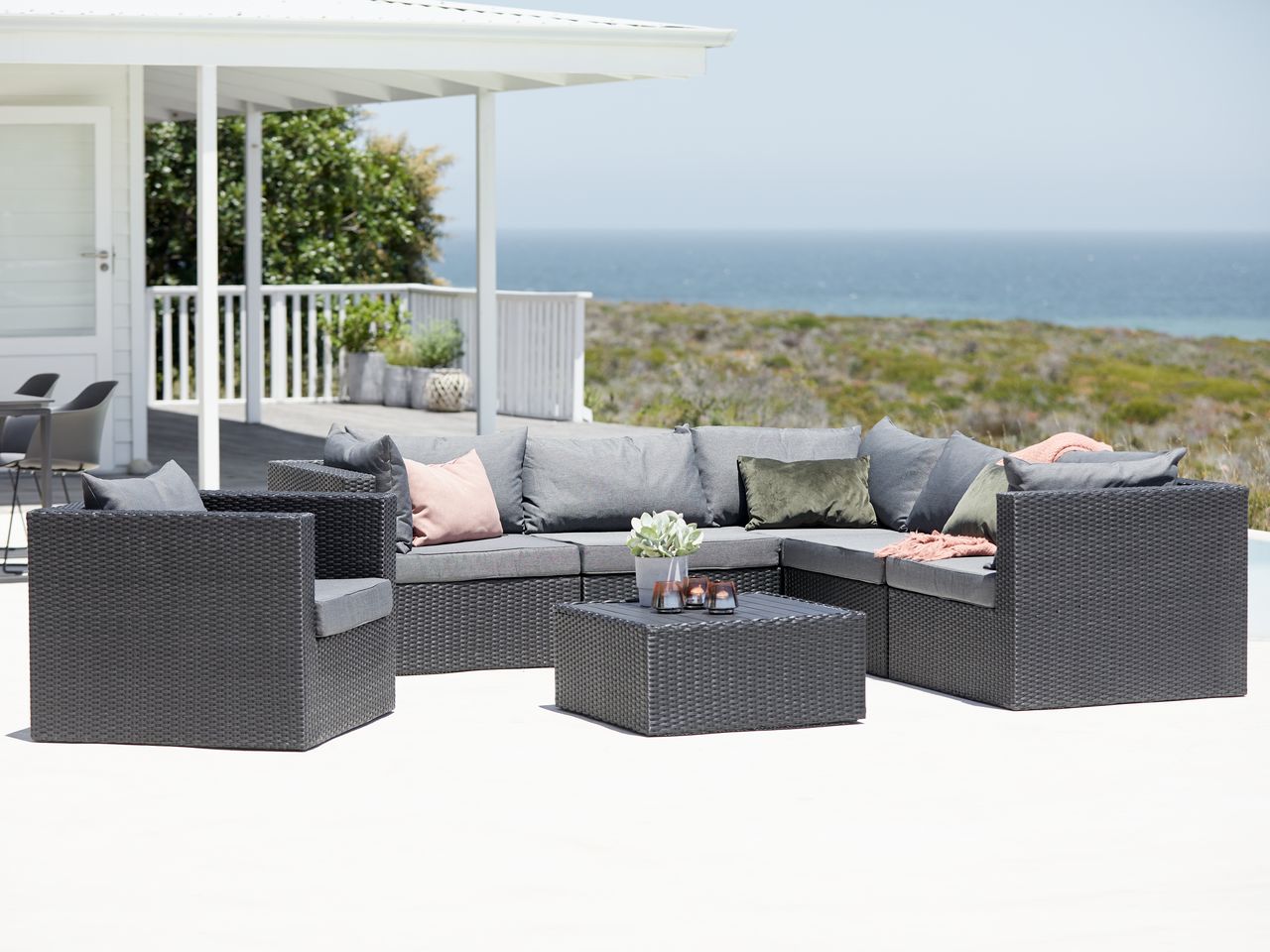 Jysk Utemöbler Loungeset Loungeset BASTRUP modul 6sits svart JYSK