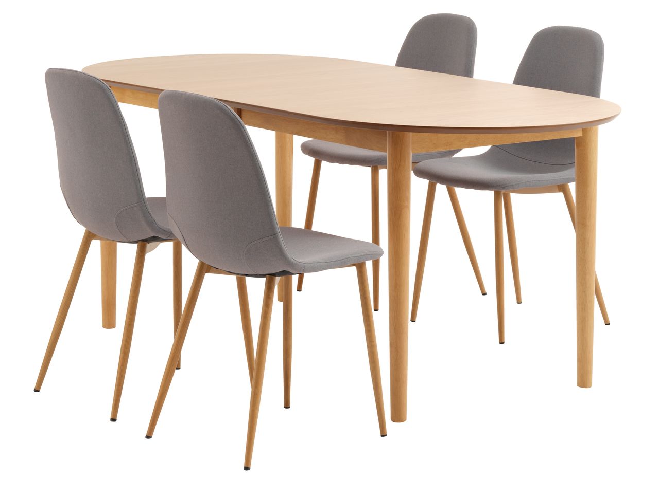 Jysk Köksbord Ek EGENS L190/270 ek + 4 JONSTRUP grå JYSK