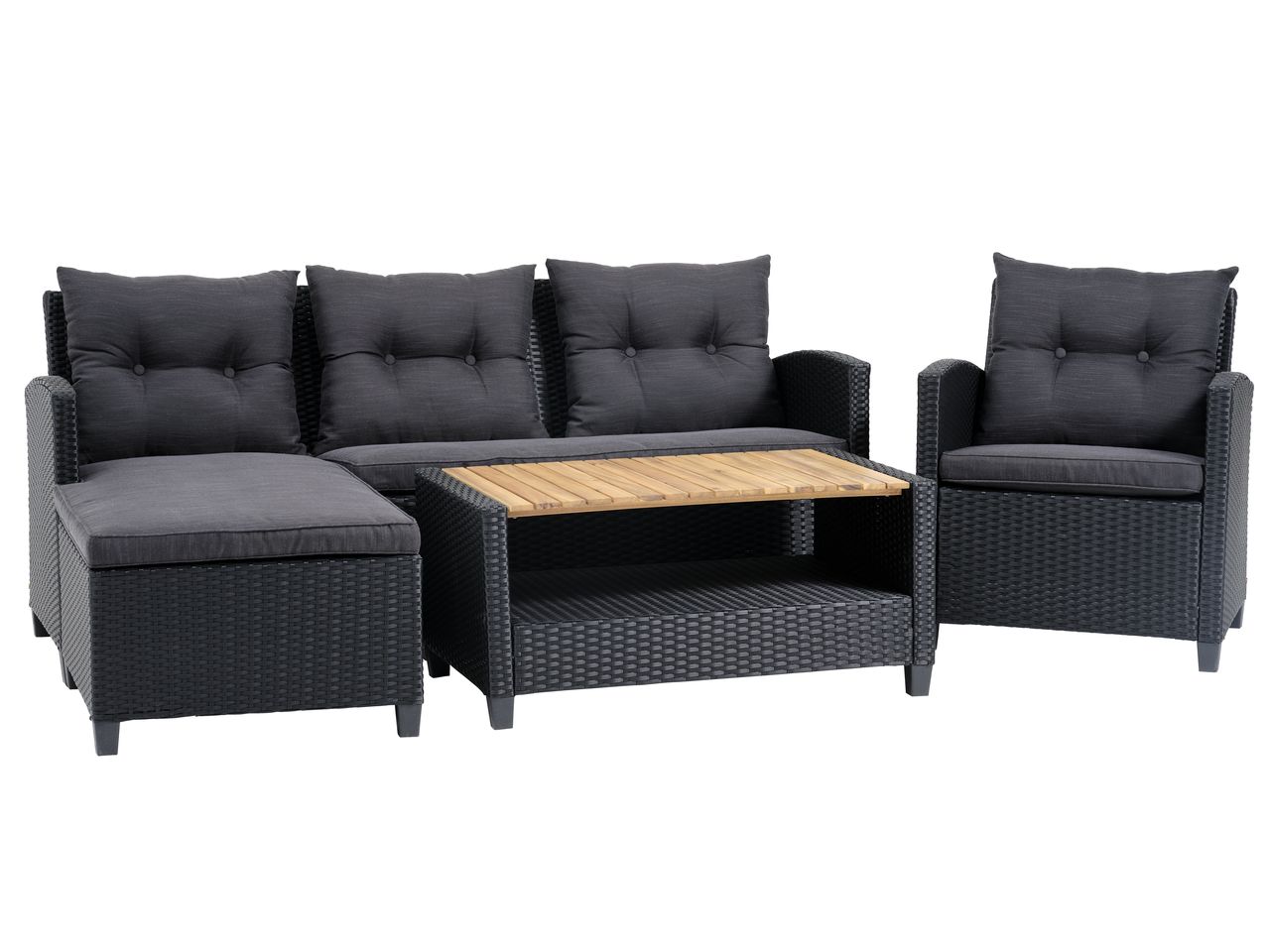 Loungeset VEN 4persoons chaise zwart JYSK