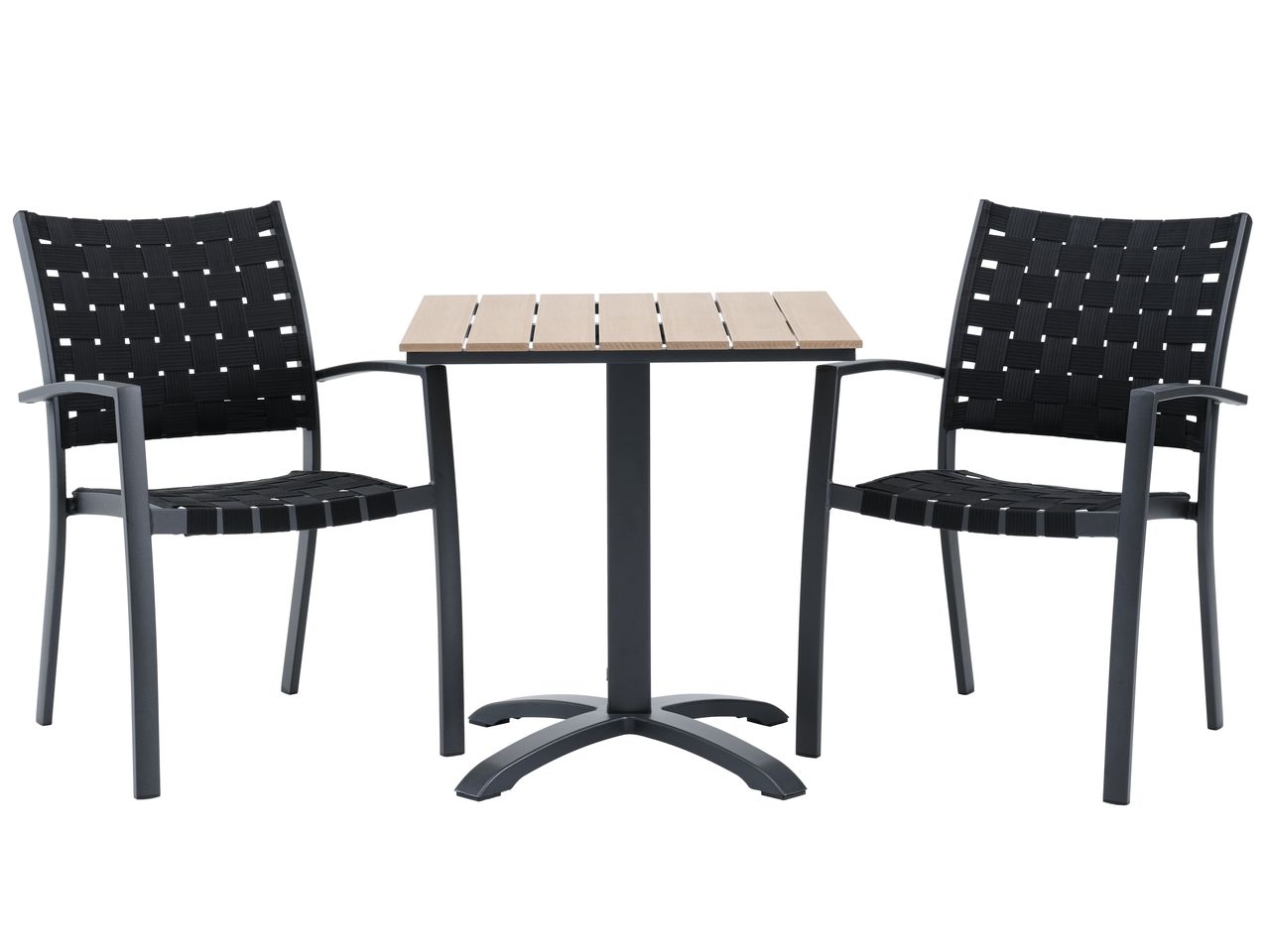 HOBRO L70 table natural + 2 JEKSEN chair black JYSK