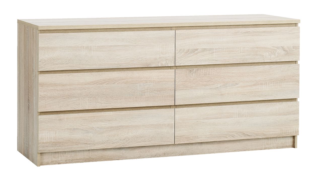 Kommode LIMFJORDEN 6 skuffer eikefarget JYSK