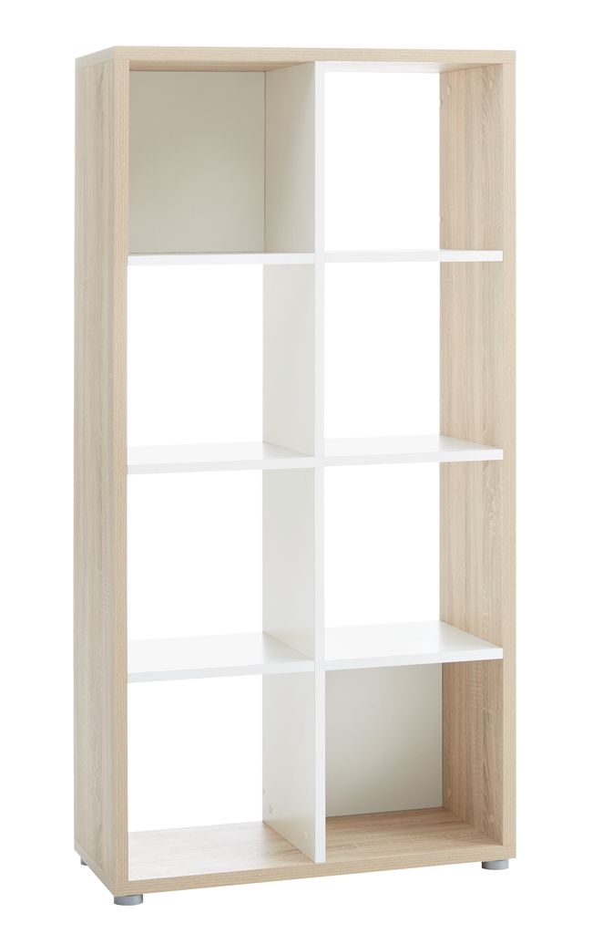 Room divider HALDAGER 8 shlv. oak/white JYSK