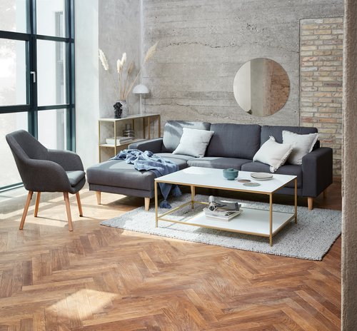 pandrup avlastningsbord Soffbord Pandrup 70X110 Vit/Guld | Jysk