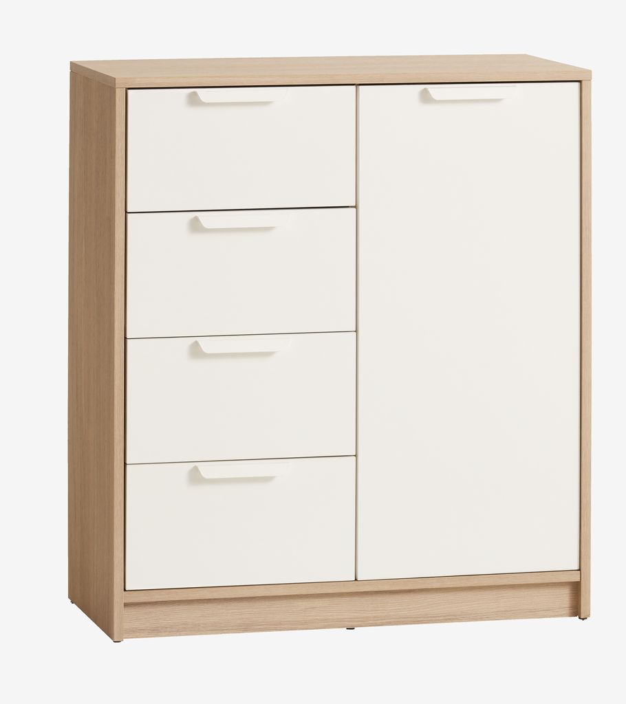 4 drawer 1 door chest JENSLEV oak/white JYSK