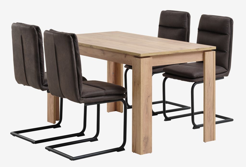 LINTRUP L140 table oak + 4 ULSTRUP chairs anthracite JYSK