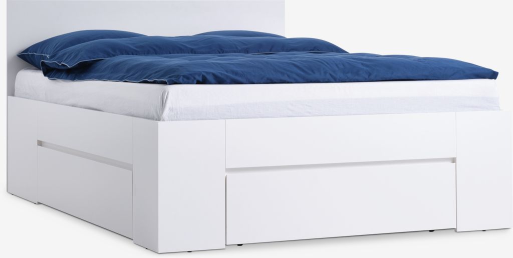 Bed frame LIMFJORDEN 160x200 3 drawers white JYSK