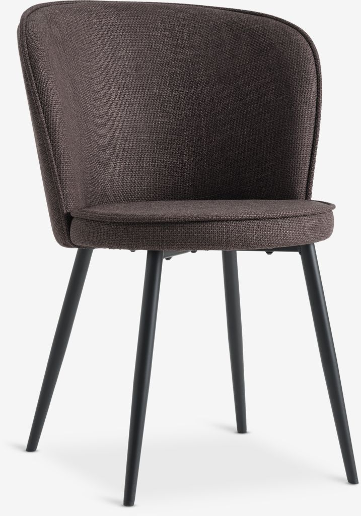 Dining chair RISSKOV dark brown fabric/black JYSK