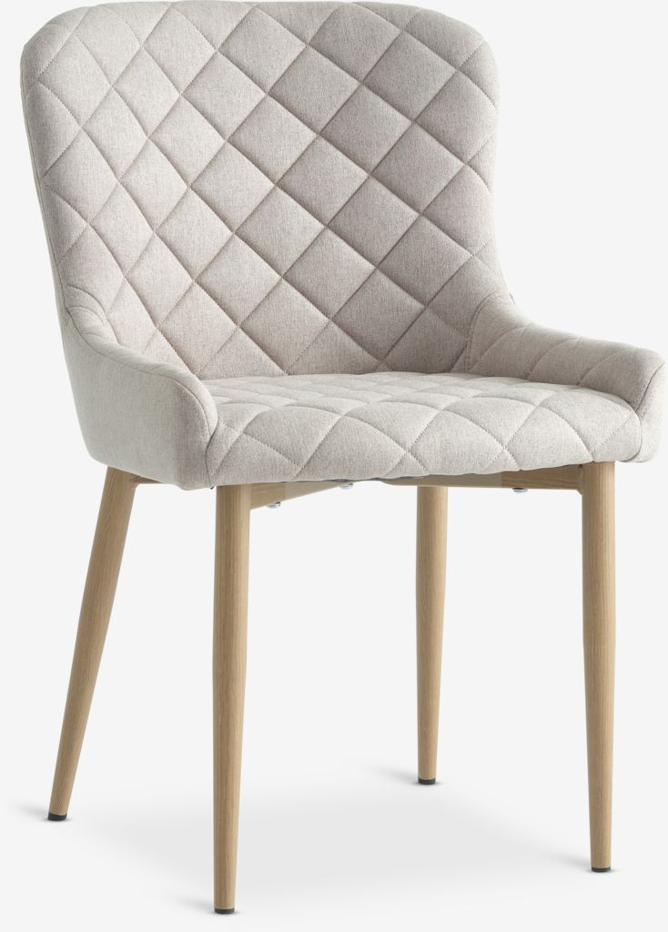 Dining chair BELLINGE sand fabric/oak colour JYSK