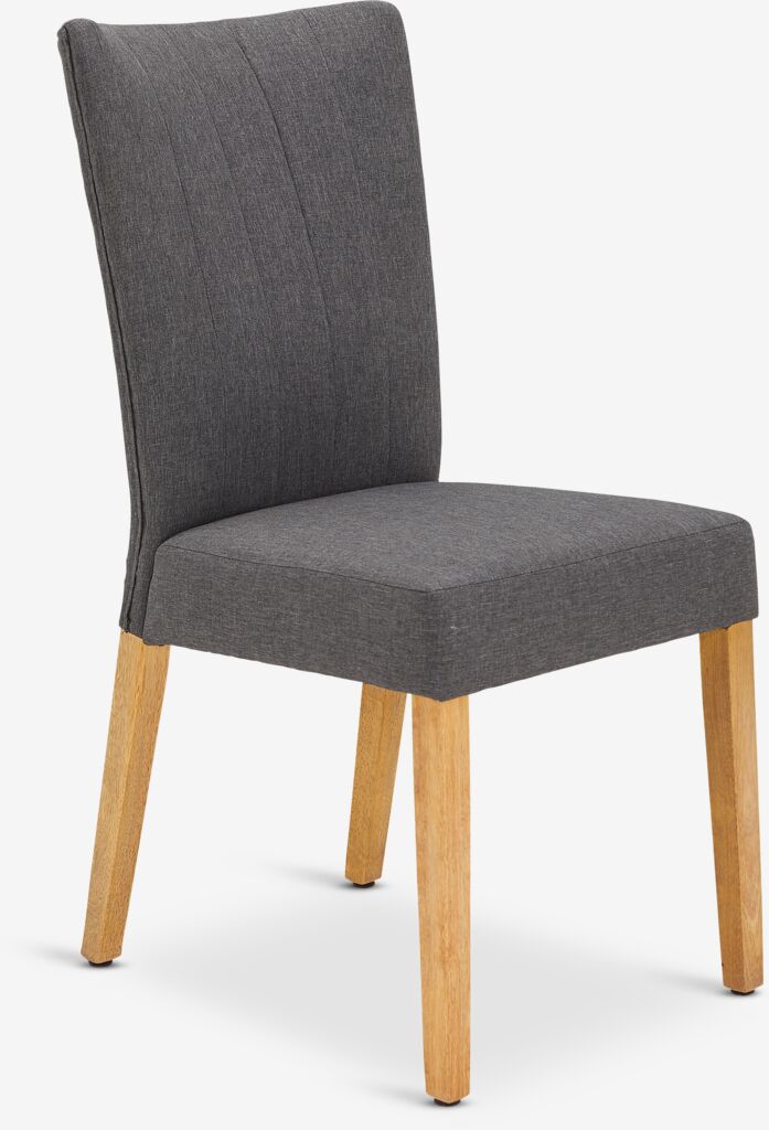 Dining chair NORDRUP grey fabric/natural JYSK