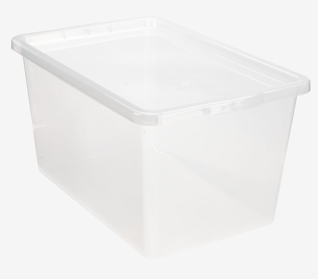 Storage box BASIC BOX 52L w/lid transparent JYSK