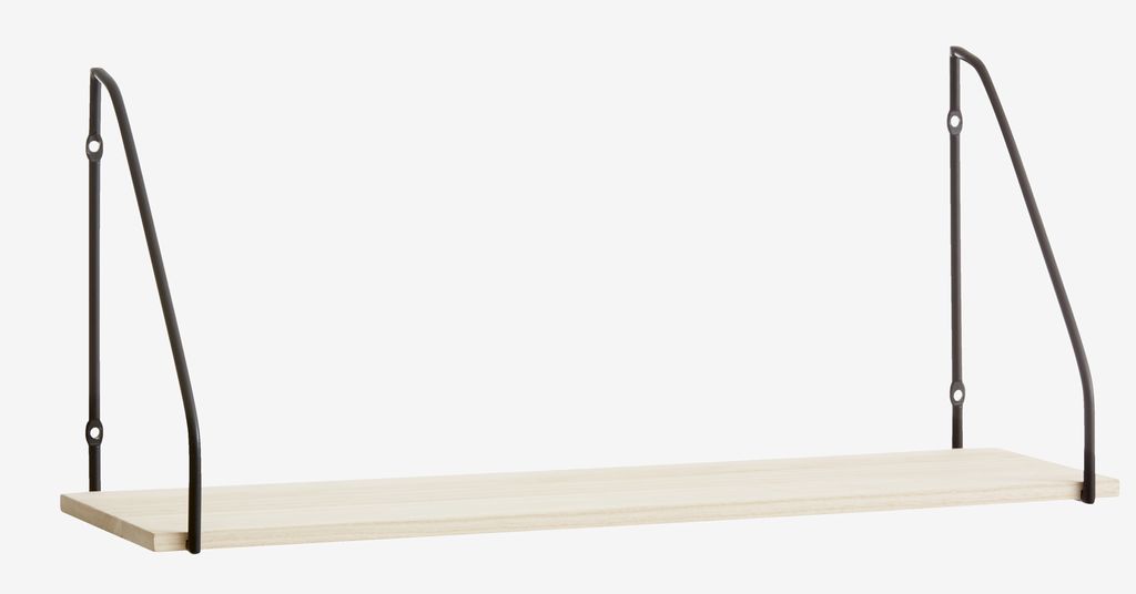 Wall shelf HEJLSMINDE 1 shelf black/natural JYSK
