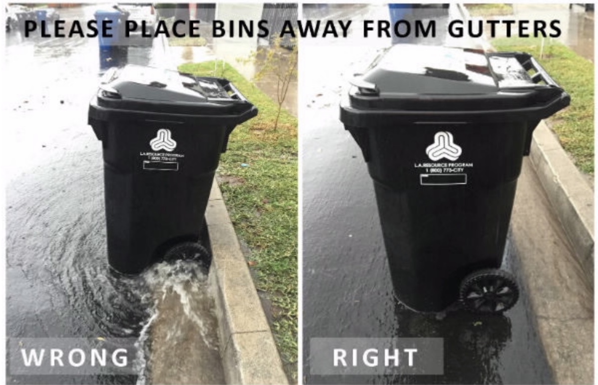 Prevent Runaway Trash Bins in Rainy Weather Move Away from Curb