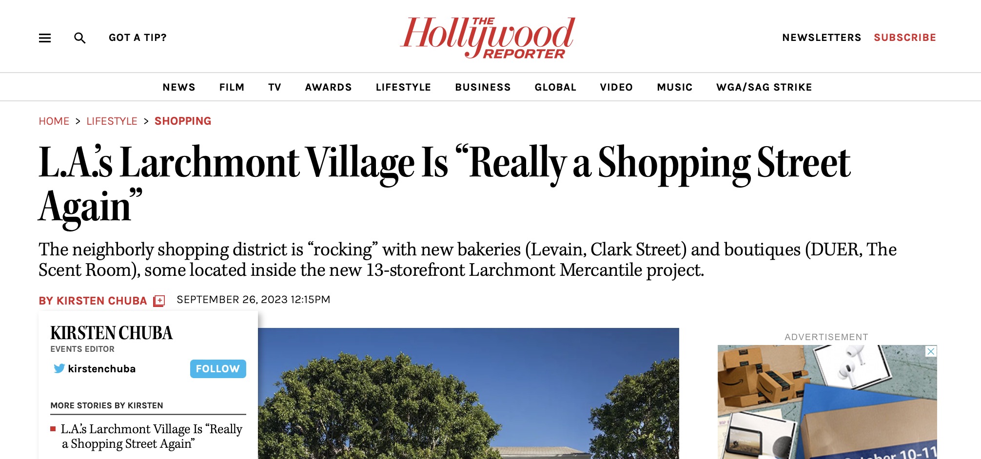 Larchmont Featured in The Hollywood Reporter Larchmont Buzz Hancock