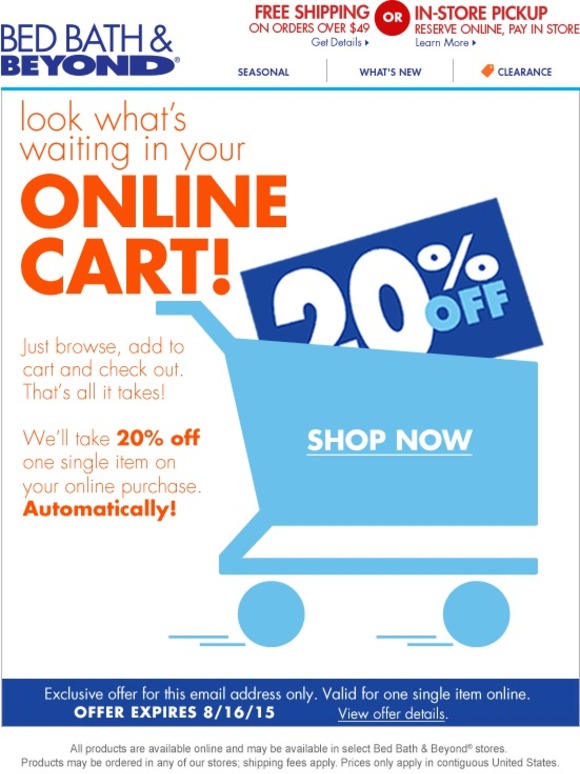 Bed Bath and Beyond Your 20 online offer is here. Shop now! Milled